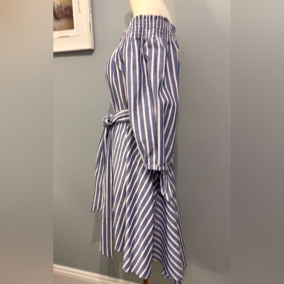 Eliza J - Striped Off-Shoulder Blue Dress - Picture 5 of 8